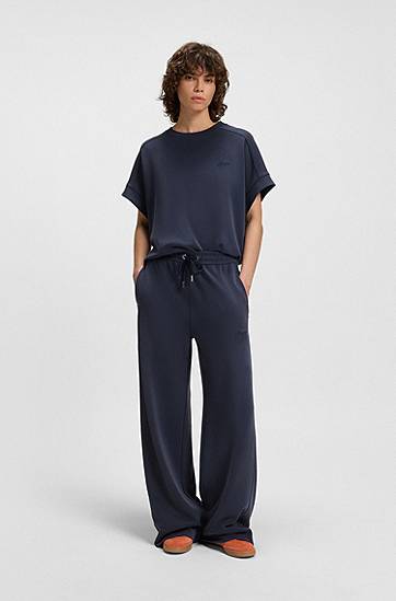 Tepláky BOSS Relaxed-Fit Tracksuit Bottoms with Embroidered Logo Navy | 50543512, 1