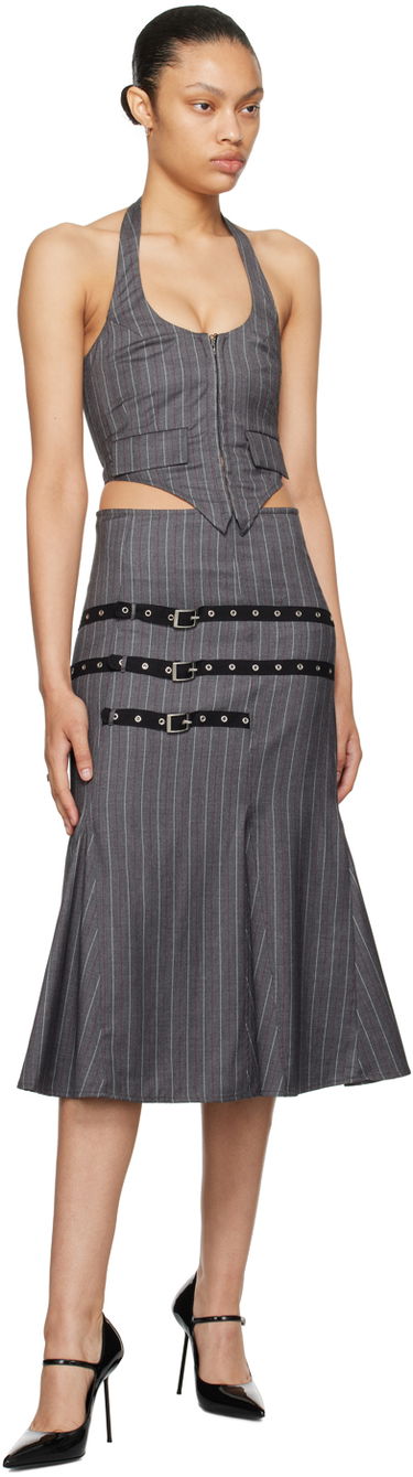Sukňa Miaou Miaou Dani Halter Pinstripe Top Šedá | 7077TRWDKS, 3