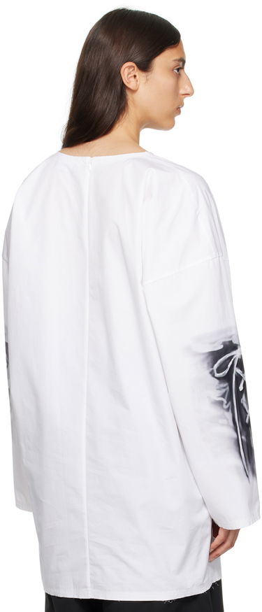 Tričko We11done Raw Edge Graphic Long Sleeve T-Shirt Biela | WD-SH3-23-185-U-WH, 2