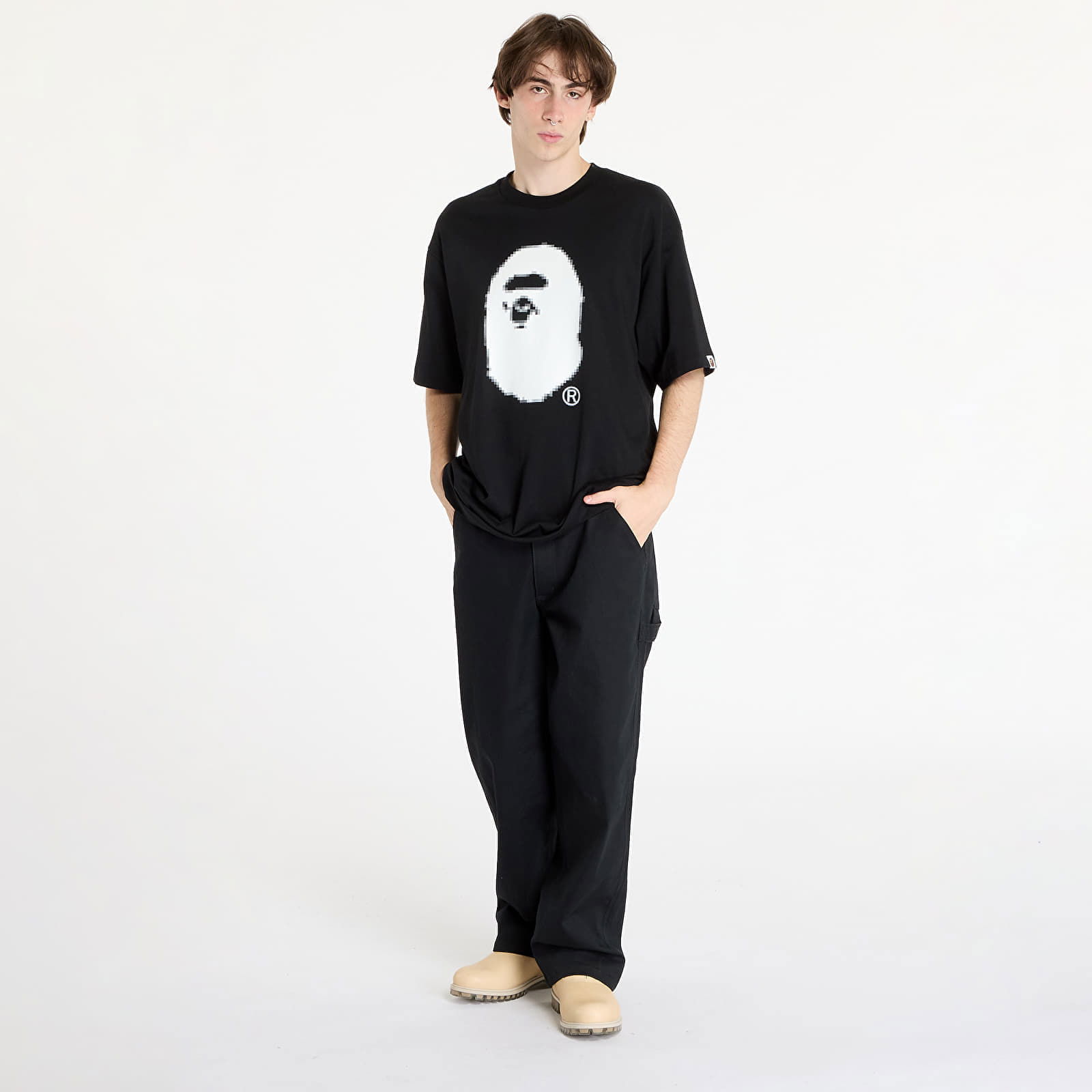 Pixel Ape Head Relaxed Fit Tee Black