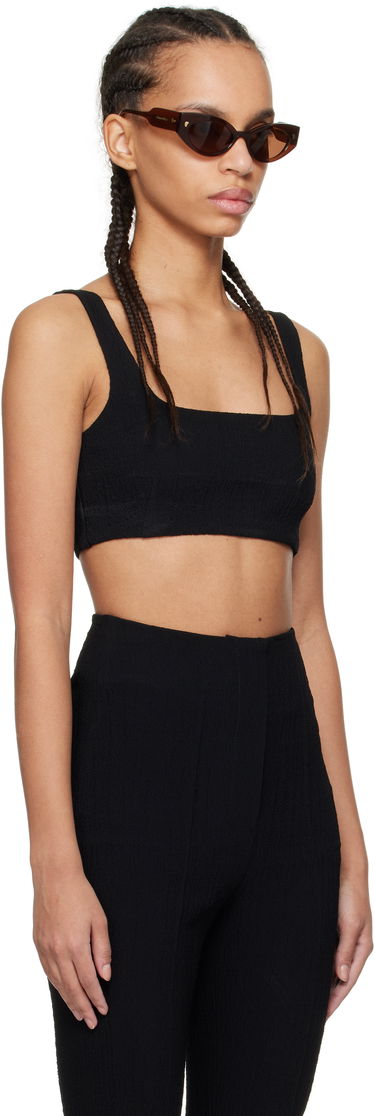 Tielko Nanushka Nanushka Anouk Seersucker Bralette Top Čierna | NW25RSTP20099, 1