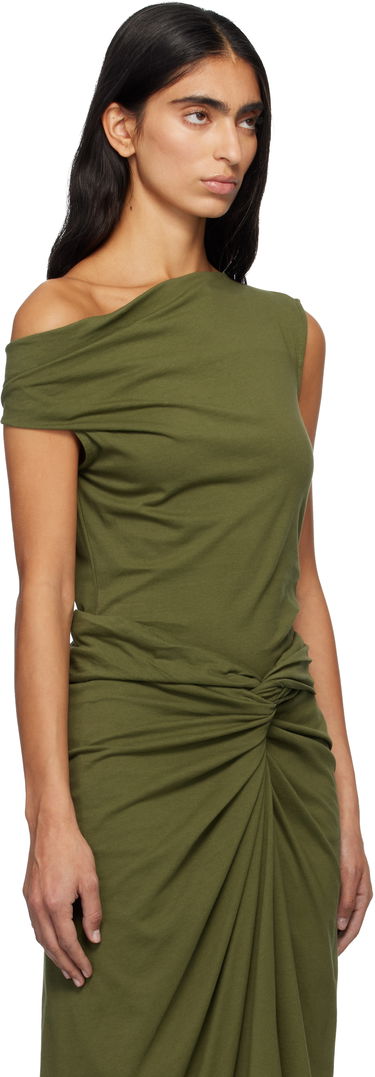 Tielko Dries Van Noten Off-Shoulder Knotted Heavy Jersey Tank Top Zelené | 252-011111-2603, 1