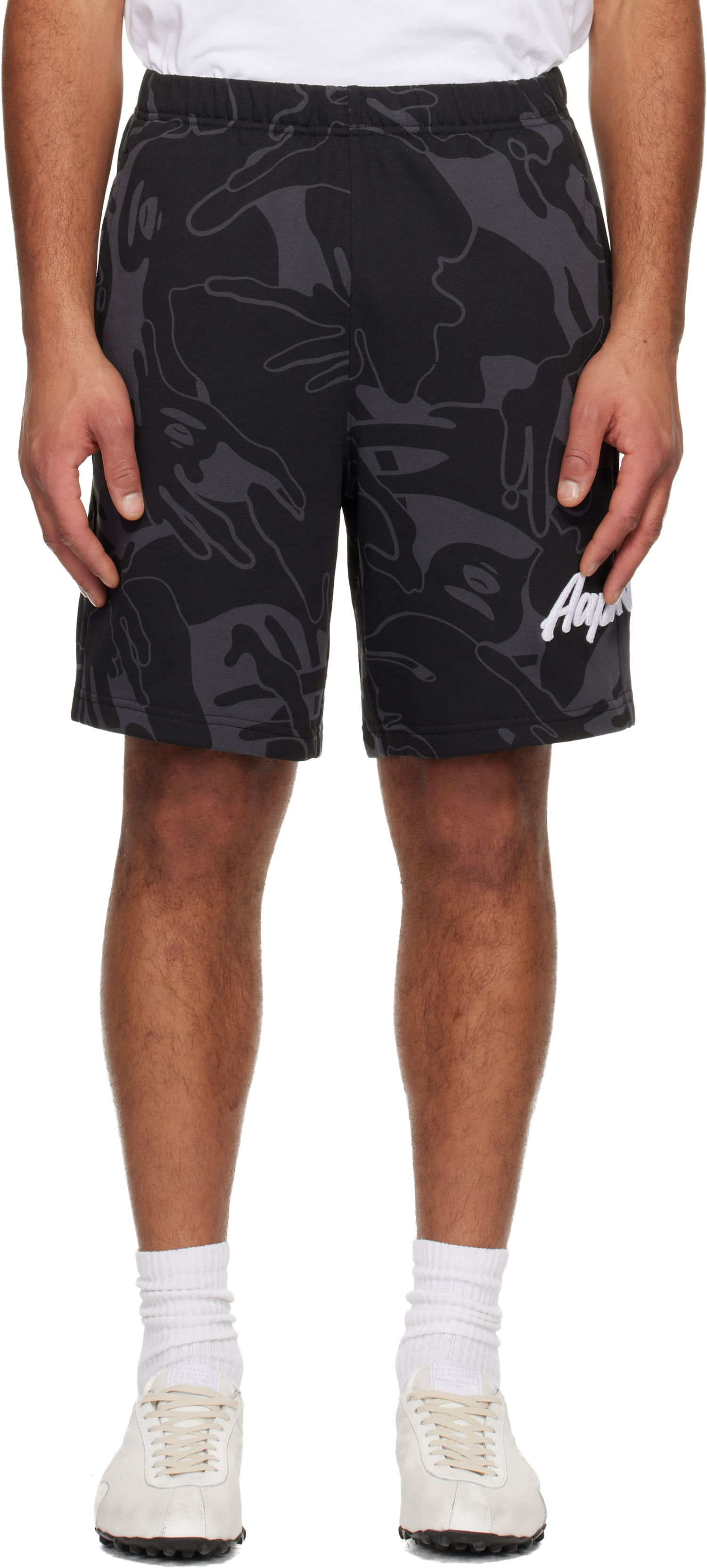 Šortky AAPE by A Bathing Ape 'AAPENOW' Moonface Logo Camo Sweat Shorts Čierna | AAPSPMB677XXNBKZ, 0