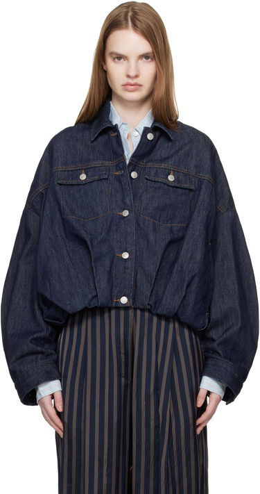 Bunda Dries Van Noten Bubble Hem Denim Jacket Navy | 261-130515-3385, 0