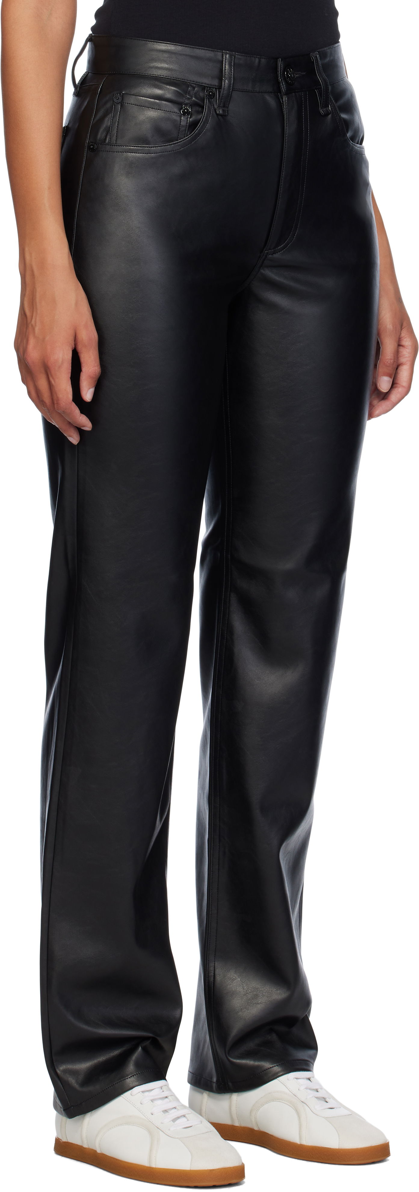 Nohavice rag & bone Harlow Faux-Leather Pants Čierna | WCW24F7006GR06, 1
