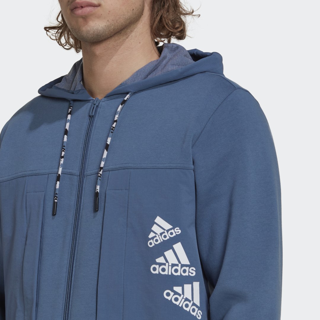 Mikina adidas Originals Essentials BrandLove Fleece Full-Zip Hoodie Modrá | HL9379, 1