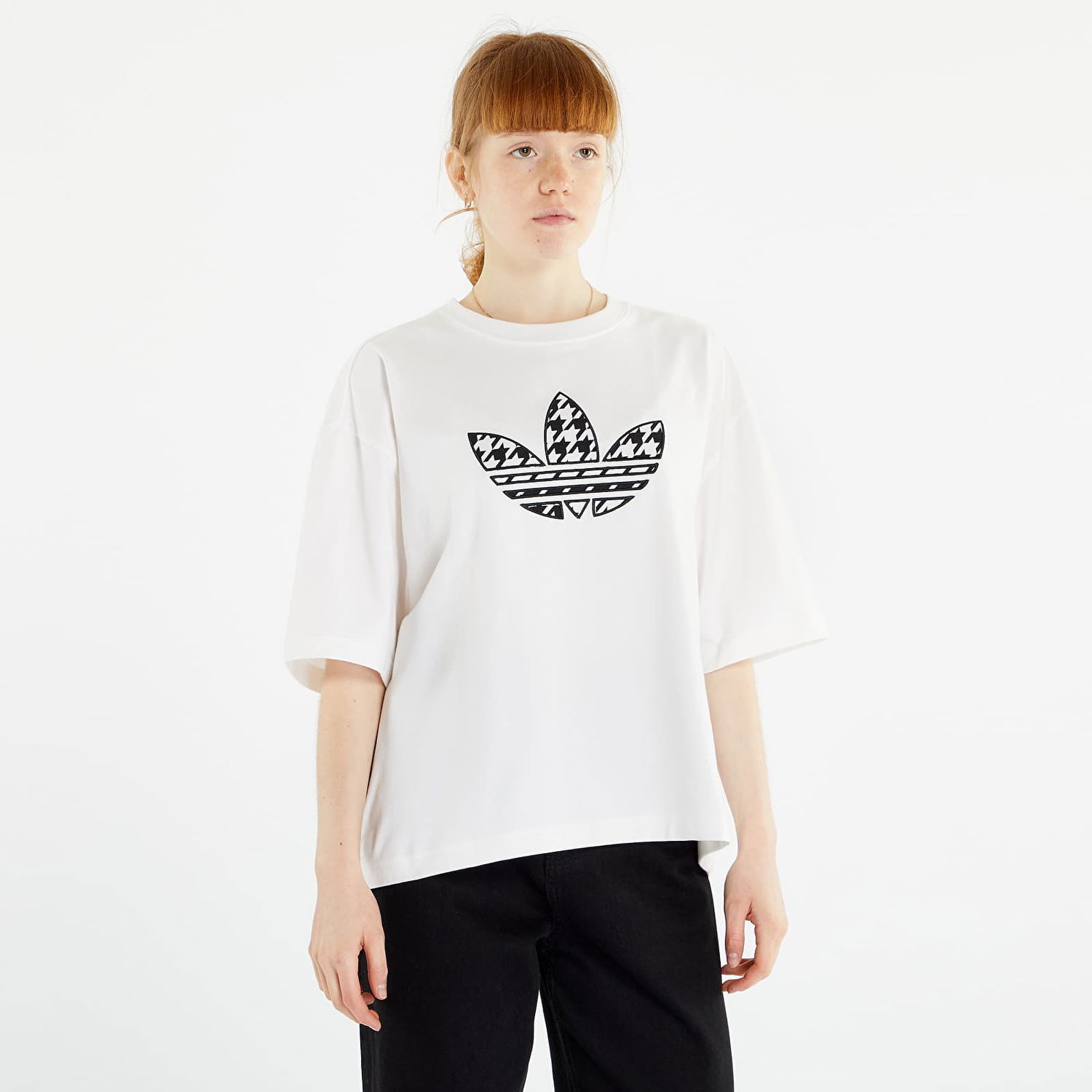Tričko adidas Originals Houndstooth Trefoil Infill Tee Biela | IC5144, 0