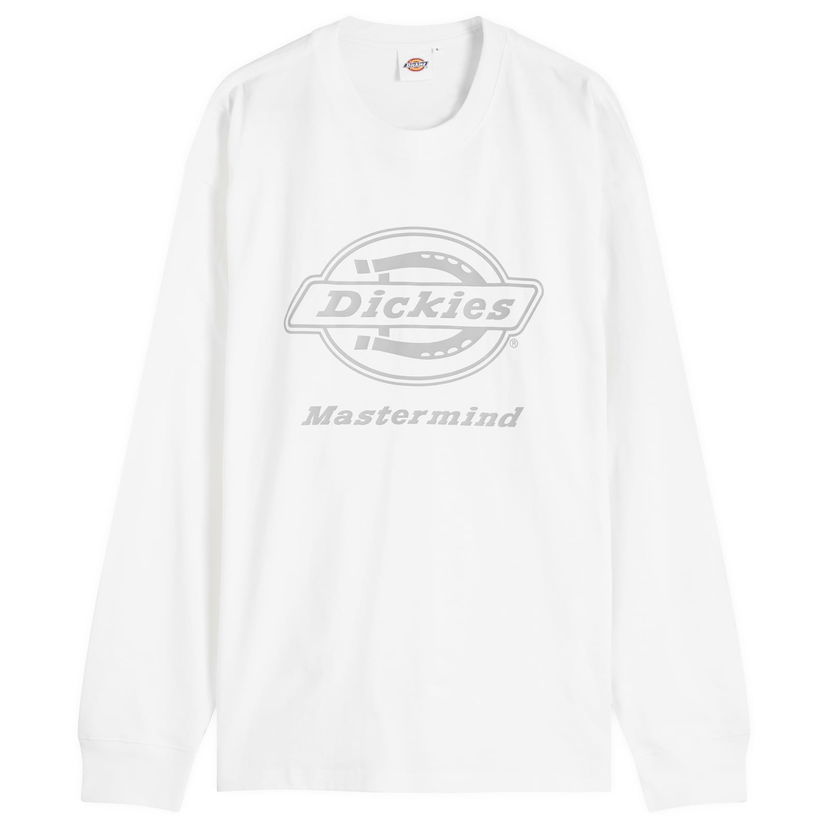 Tričko Mastermind WORLD MASTERMIND WORLD x Dickies Logo Long Sleeve T-Shirt, Size Large Biela | MJ25C14-TS216-1