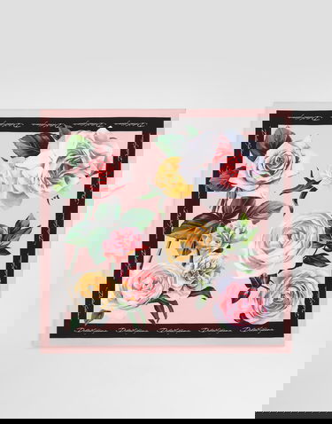 Šál Dolce & Gabbana Dolce & Gabbana Rose and Peony Print Silk Twill Square Scarf (70x70) Ružová | FN092RGDCUIHF5IY, 2