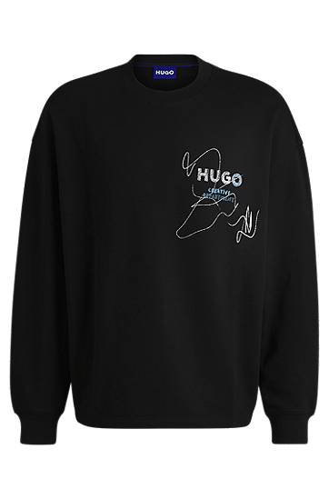 Sveter BOSS HUGO Sweatshirt With Seasonal Artwork Čierna | 50534210, 0