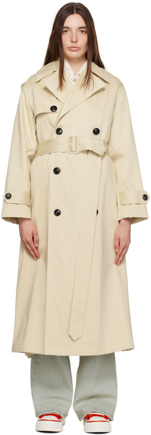 Kabáty AMI Double-Breasted Trench Coat Béžová | UCO106.CO0009, 0