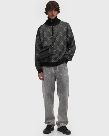 Sveter DAILY PAPER Black Knit Half-Zip Sweater Čierna | 2421032, 1