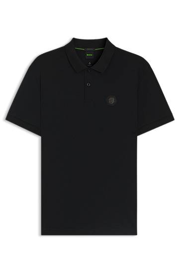 Polo tričko BOSS BOSS Pima Cotton Polo Shirt with Double B Monogram Čierna | 50543891, 0