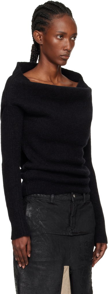 Sveter Rick Owens Rick Owens Concordians Runway Draped Neck Long Sleeve Sweater Čierna | RO02E4675 KWP, 1