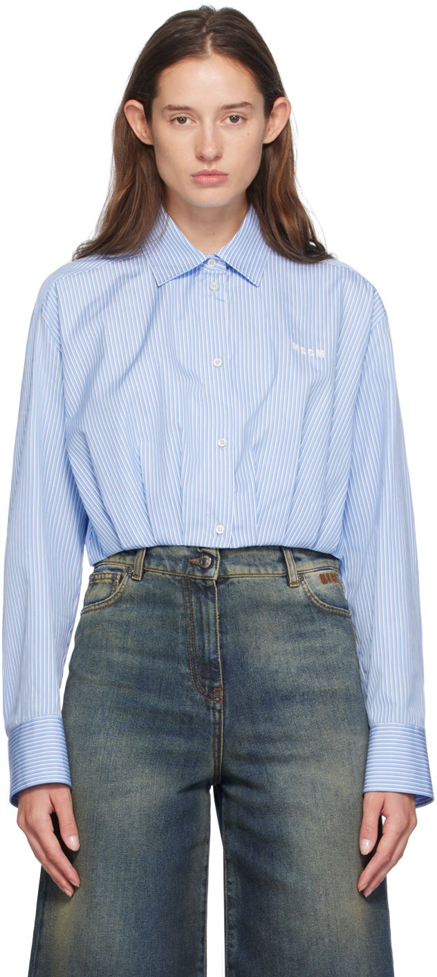 Košeľa MSGM Striped Shirt Modrá | 3741MDE05X 247615