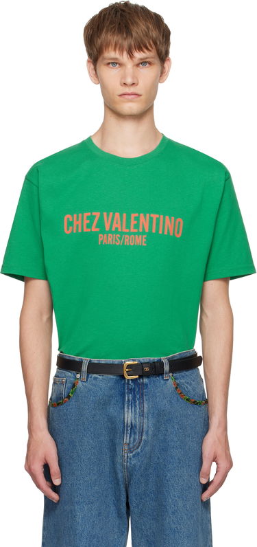 Tričko Valentino Valentino 'Chez Valentino' Print T-Shirt Zelené | 7V3MG16PAPG, 0