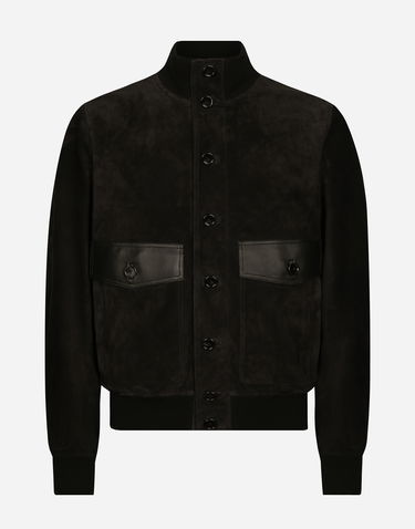 Bunda Dolce & Gabbana Dolce & Gabbana High-Neck Suede Jacket Čierna | G9AWZLHULU2N0000, 0