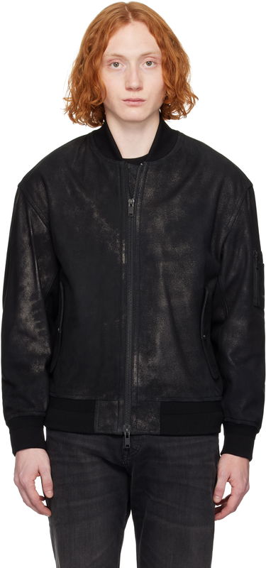 Bomber bunda BOSS BOSS Treated Suede Bomber Jacket Čierna | 50529780, 0