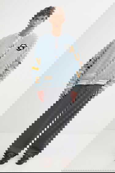 Bomber bunda AAPE by A Bathing Ape Main Universe Oversize Textured Varsity Patched Bomber Jacket Modrá | AAPJKM7742XAP, 6