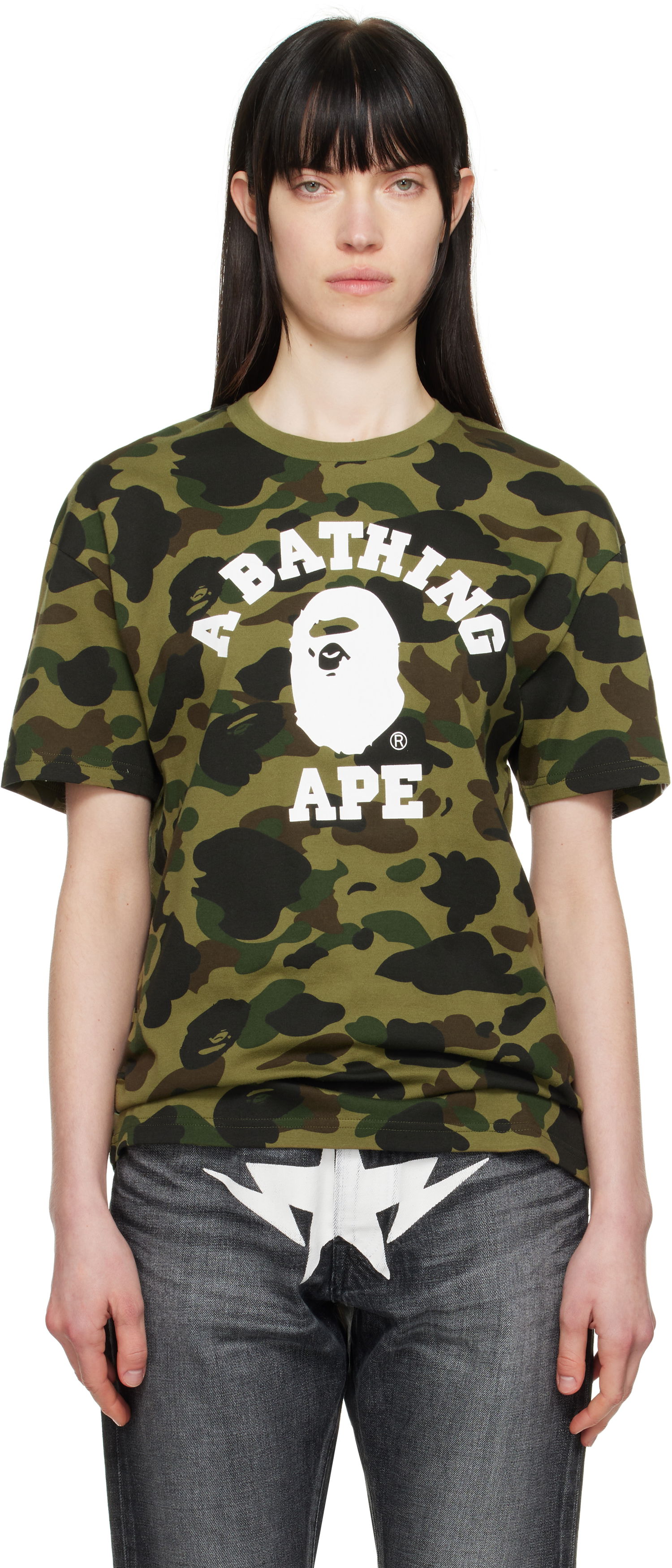 Tričko BAPE A Bathing Ape 1st Camo College Oversized Tee Zelené | 001CSL302002L, 0