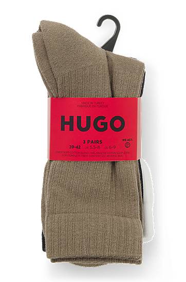 Ponožky BOSS Three-pack of short ribbed socks with embroidered detailing Rôznofarebný | 50546351, 1