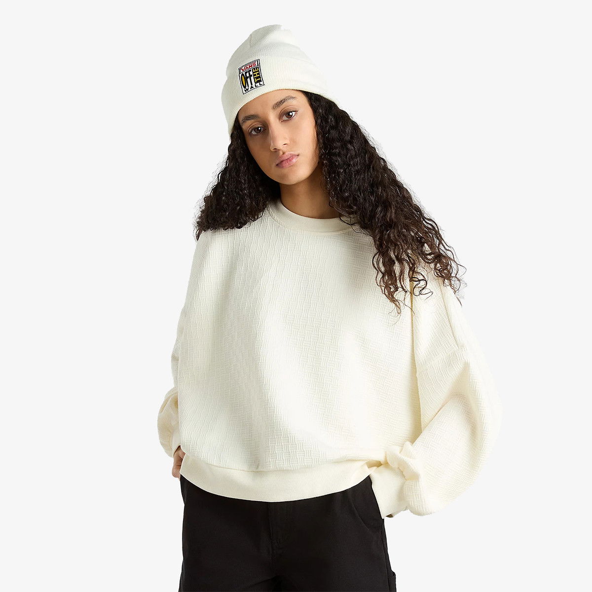 Sveter Vans SABINE LOOSE CREW Biela | VN000GH3FS8, 0