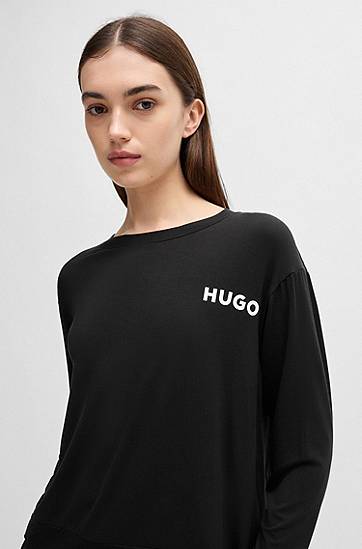 Sveter BOSS HUGO Relaxed-Fit Pyjama T-Shirt with Logo Čierna | 50490706, 1