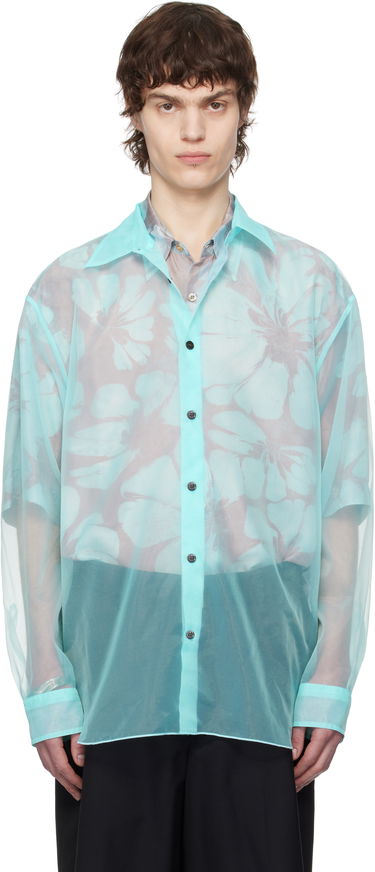 Košeľa Dries Van Noten Dries Van Noten Organza Floral-Print Shirt Tyrkysová | 251-020732-1501, 0