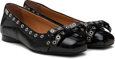 Šaty GANNI GANNI Eyelet Bow Ballerina Flats Čierna | S2755, 3