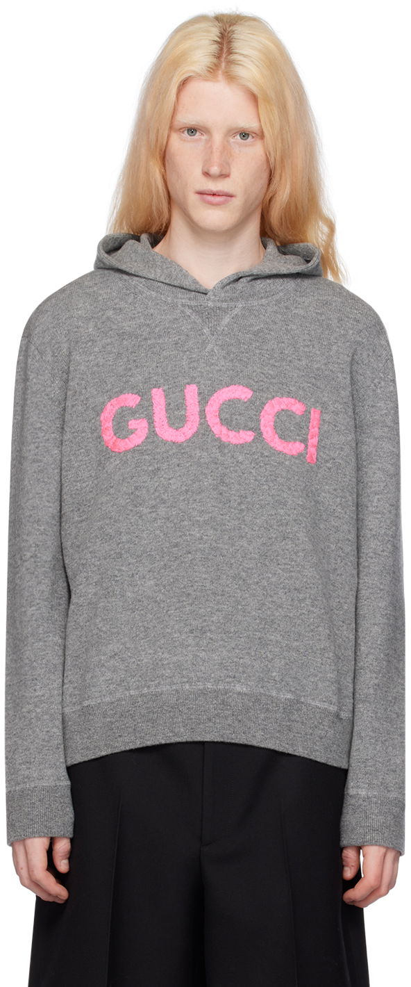 Mikina Gucci Embroidered Hoodie Šedá | 770169 XKDRU