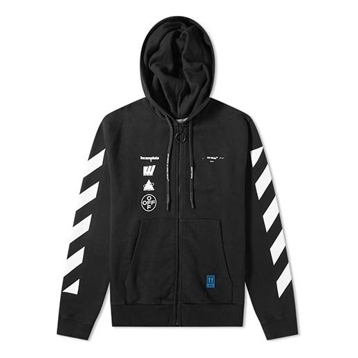 Mikina Off-White Off-White Printing Zip-Up Hoodie Čierna | OMBE001E19E300051088, 0