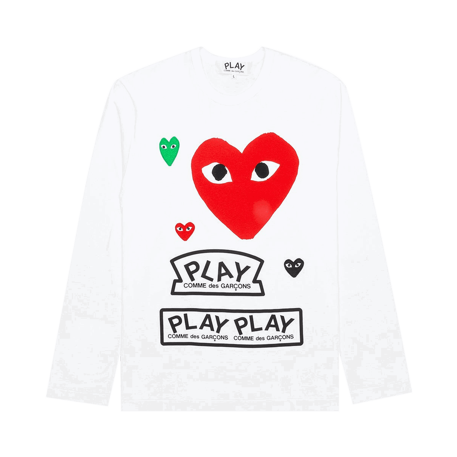 Tričko Comme des Garçons PLAY Multi Logo Long-Sleeve T-Shirt Biela | AZ T284 051 1, 0
