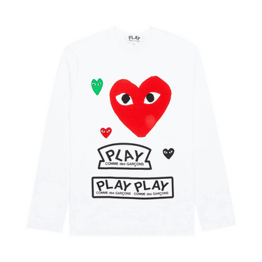 Tričko Comme des Garçons PLAY Multi Logo Long-Sleeve T-Shirt Biela | AZ T284 051 1, 0
