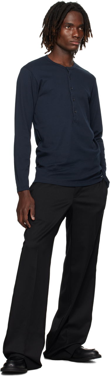 Tričká a tielka Tom Ford TOM FORD Cotton Henley Navy | T4M151040, 3