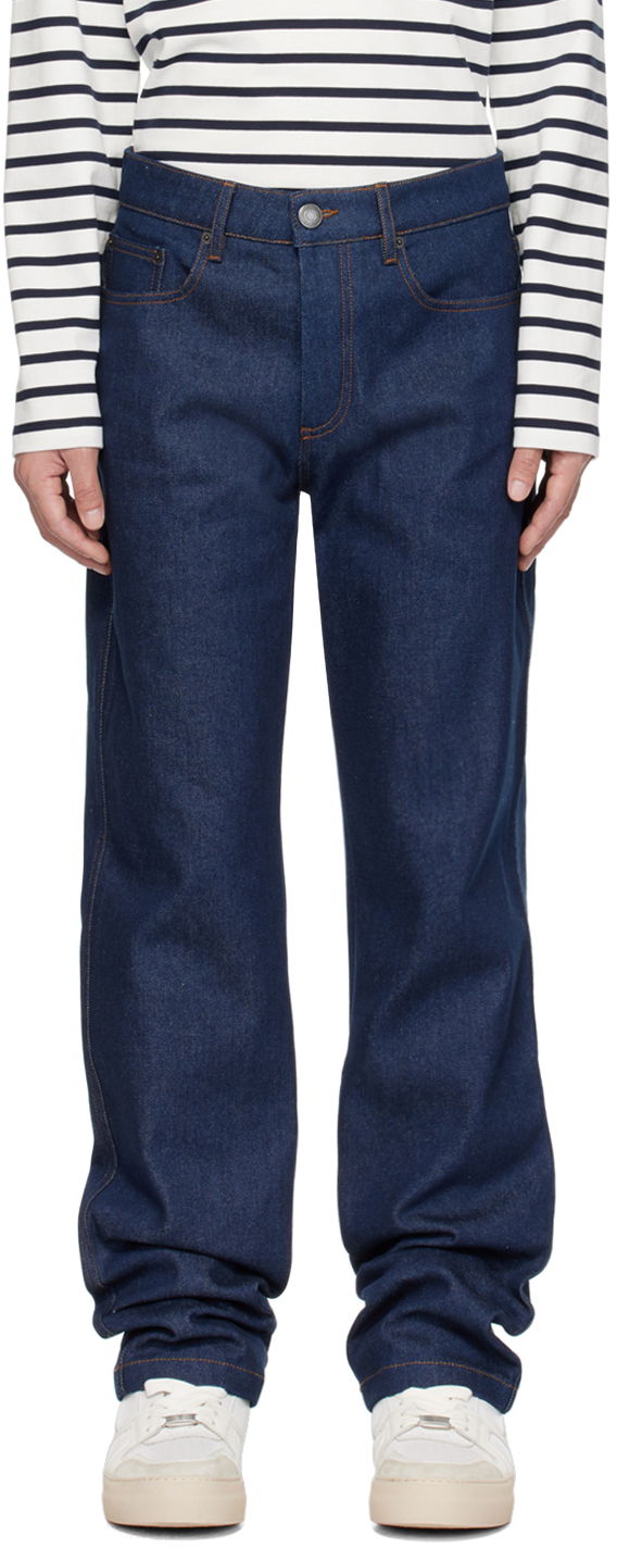 Džínsy AMI AMI Paris Straight-Fit Jeans Modrá | HTR500.600, 0