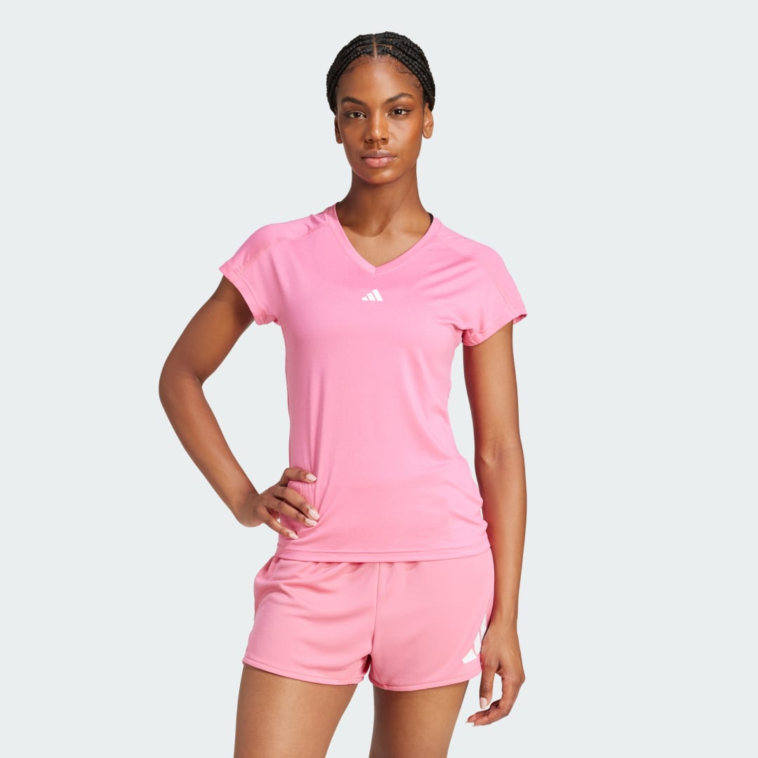 Tielko adidas Performance AEROREADY Train Essentials V-Neck T-Shirt Ružová | JN4661, 0