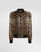 Dolce & Gabbana Animal Print Technical Fabric Bomber Jacket