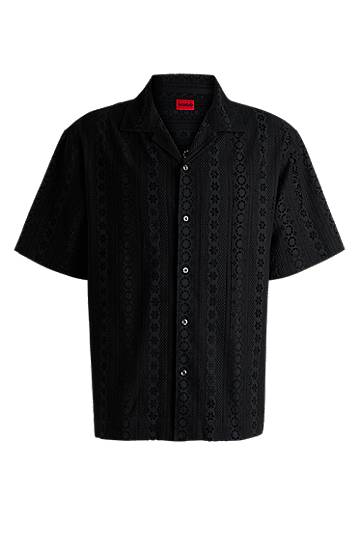 Košeľa BOSS Oversized Broderie Anglaise Shirt Čierna | 50539344