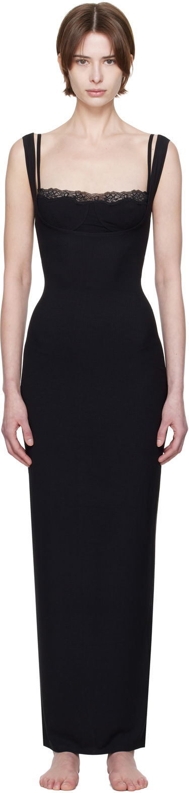 Šaty SKIMS SKIMS Soft Lounge Lace Tank Maxi Dress Čierna | DR-MAX-4893, 0