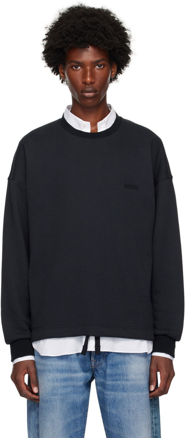 Tričko ZEGNA Navy Crewneck Sweatshirt Čierna | N6MGI1830, 0