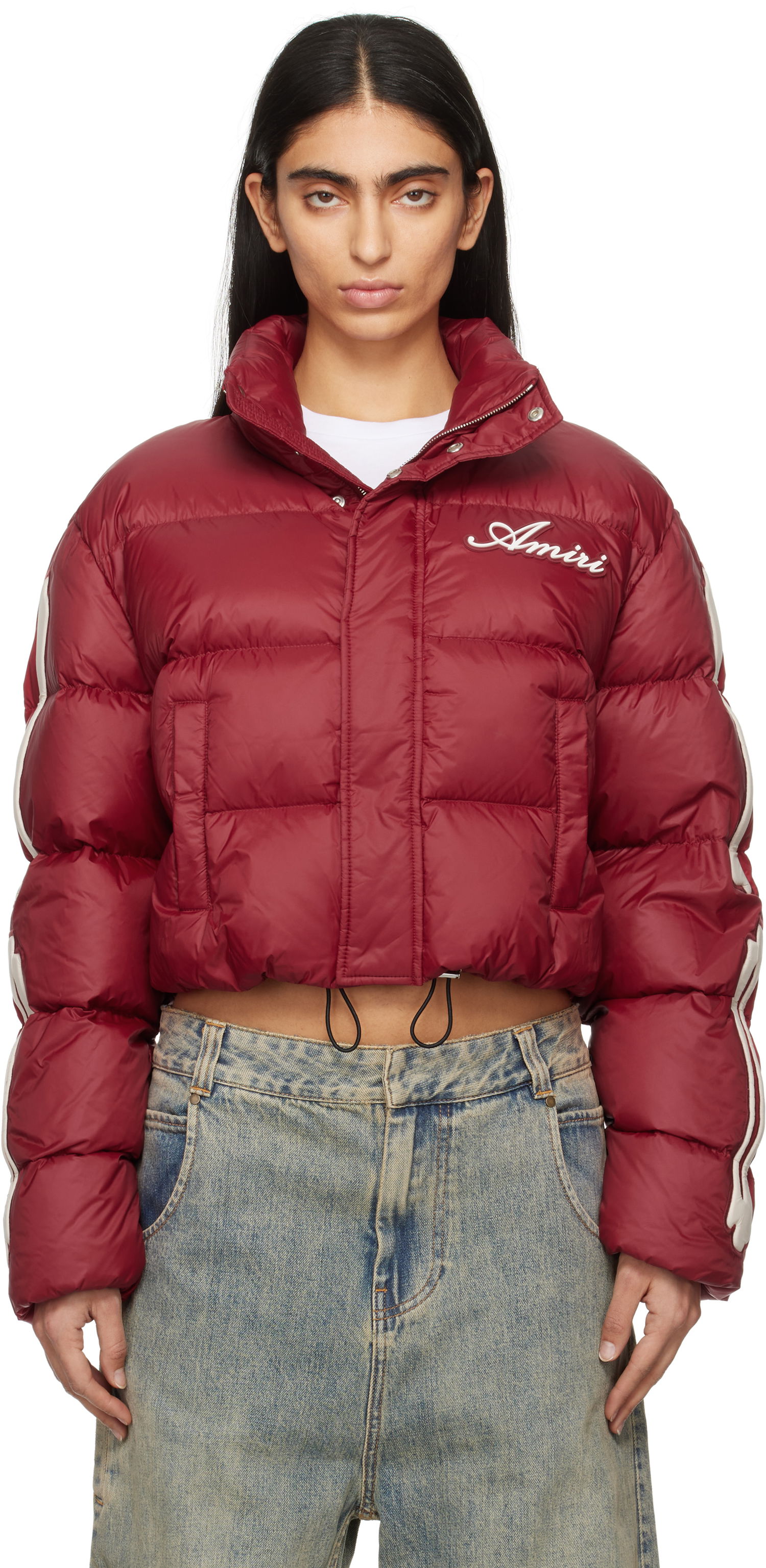 Prešívaná bunda AMIRI Bones Cropped Down Jacket Červená | AWOUDW1003, 0