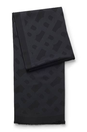 Šál BOSS Monogram scarf modal and wool Čierna | 50555434, 0