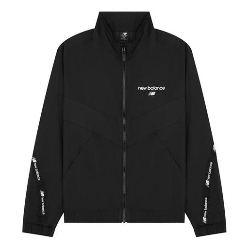 Vetrovka New Balance Logo Full-Zip Woven Jacket Čierna | AMJ22350-BK