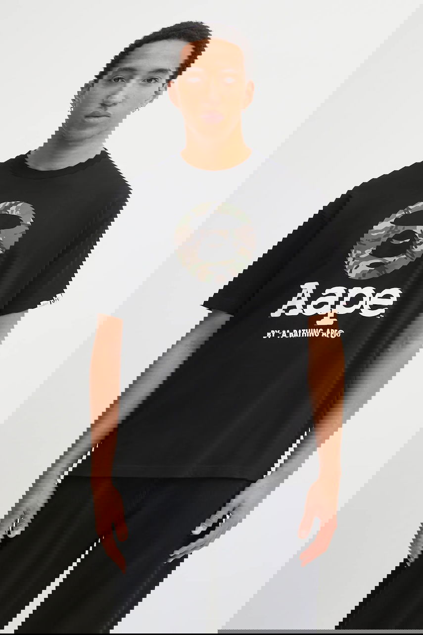 Tričko AAPE by A Bathing Ape Basic Ape Head Camo Logo T-Shirt Čierna | AAPTEM1640XXO, 0