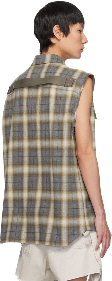 Košeľa Rick Owens Rick Owens Hollywood Jumbo Sleeveless Plaid Shirt Hnedá | RU01E5239 CP, 2