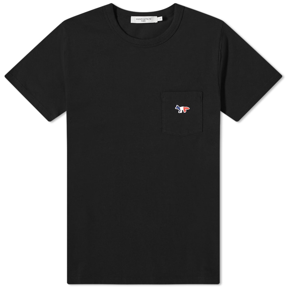 Tričko MAISON KITSUNÉ Tricolor Fox Patch Classic Pocket Tee Čierna | WFW00107KJ0010-P199, 0