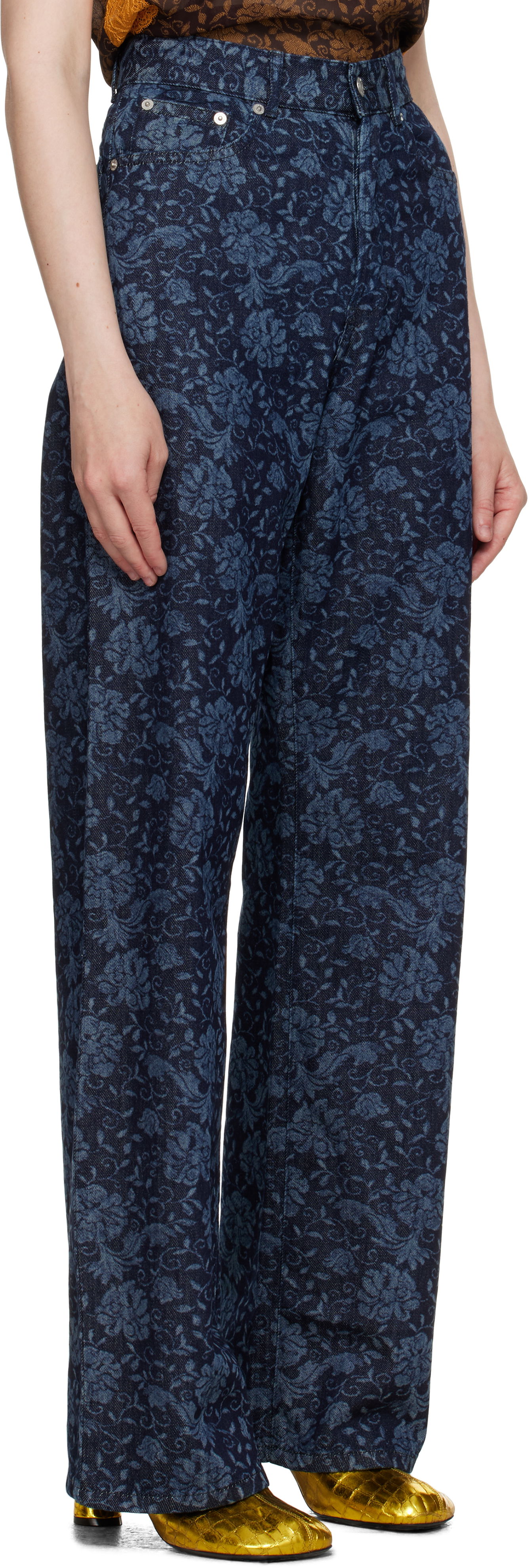 Džínsy Dries Van Noten Dries Van Noten Printed Denim Jeans Modrá | 251-010935-1557, 1