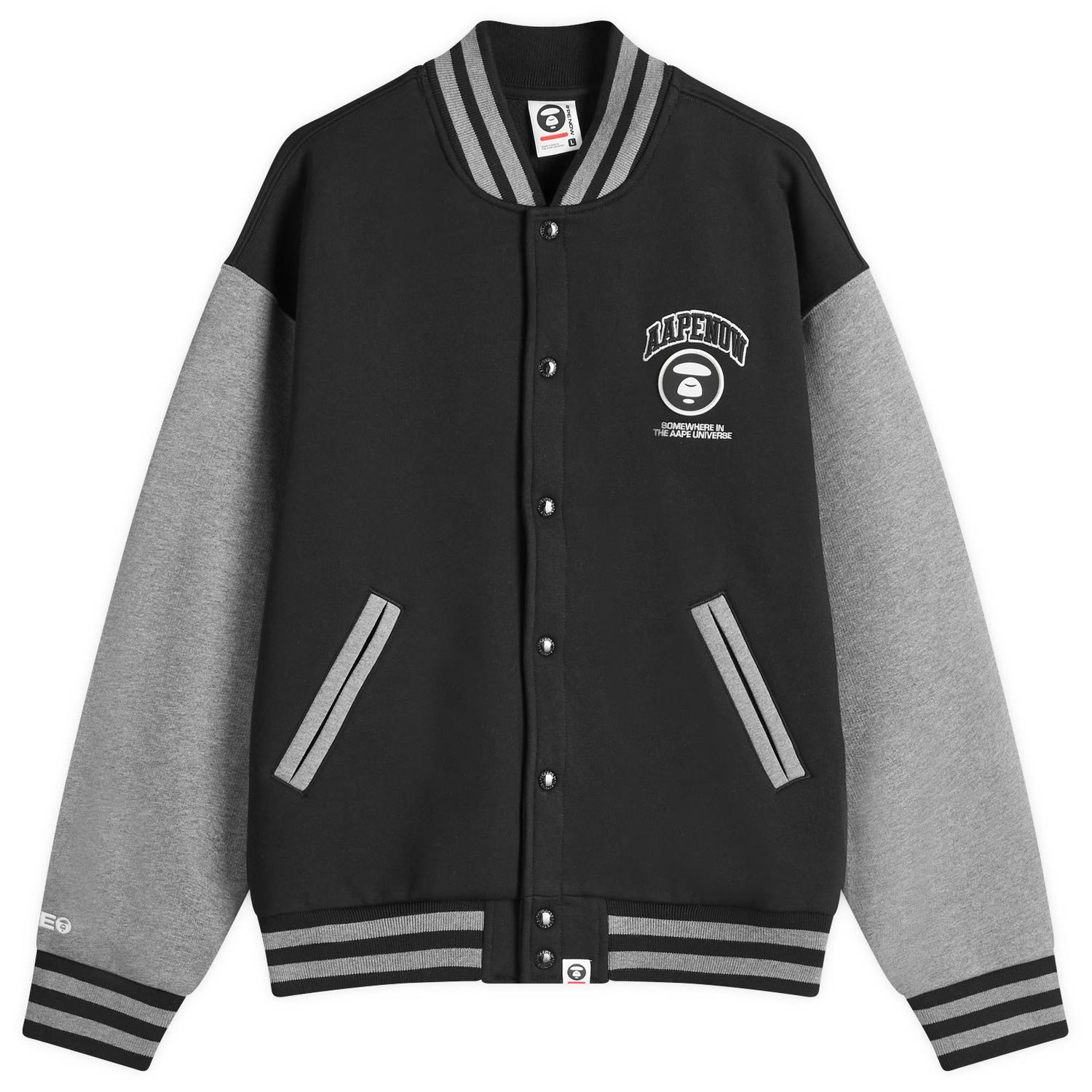 Bomber bunda AAPE by A Bathing Ape AAPE Now Fleece Baseball Jacket Čierna | AAPSWMB328XXNBKX, 0