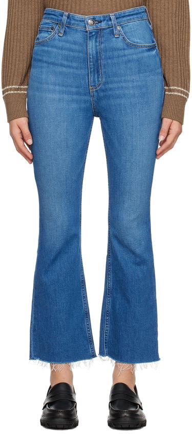 Džínsy rag & bone Casey High-Rise Frayed Flare Jeans Modrá | WDD23F2917C2C1, 0