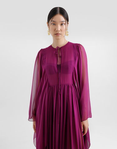 Šaty Dolce & Gabbana Dolce & Gabbana Silk Chiffon Caftan Dress with Drawstring Fialová | F6TLZTFU1ATFA130, 3